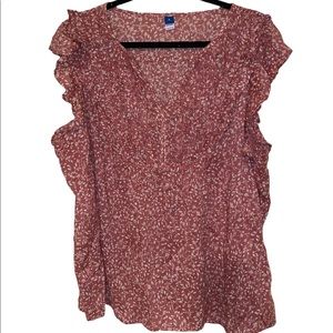 Old Navy, flowery top, red-brown, size XL